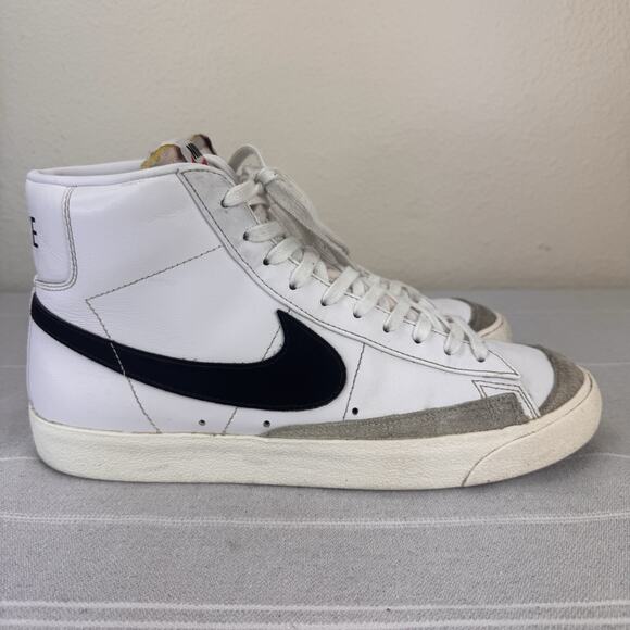 Men’s Nike Blazer Mid 77 Vintage Style Lace Up Leather Sneakers White Black 10 main image 8